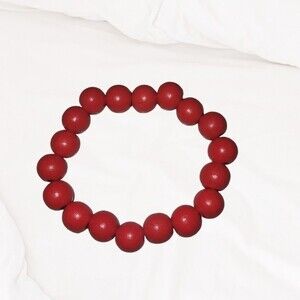 Vintage Orange Wood Bead Bracelet 8in